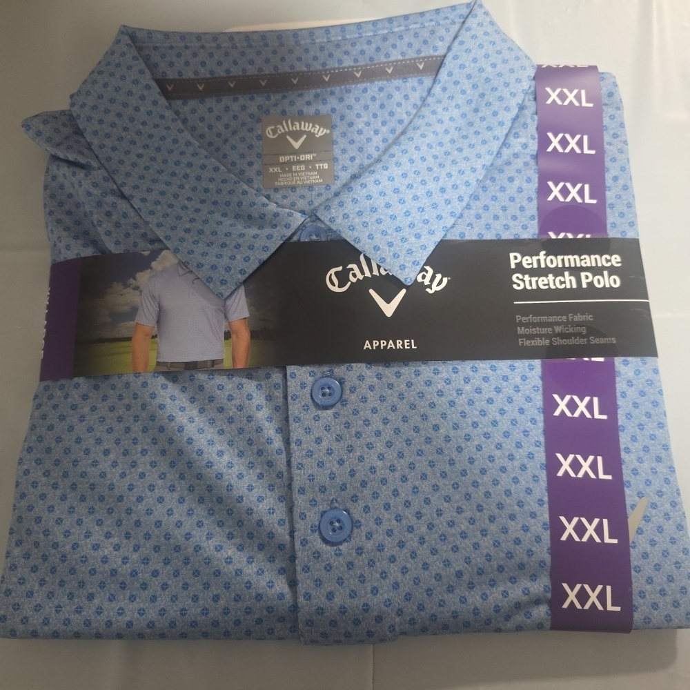 Callaway Men's Blue Patterned Stretch Polo